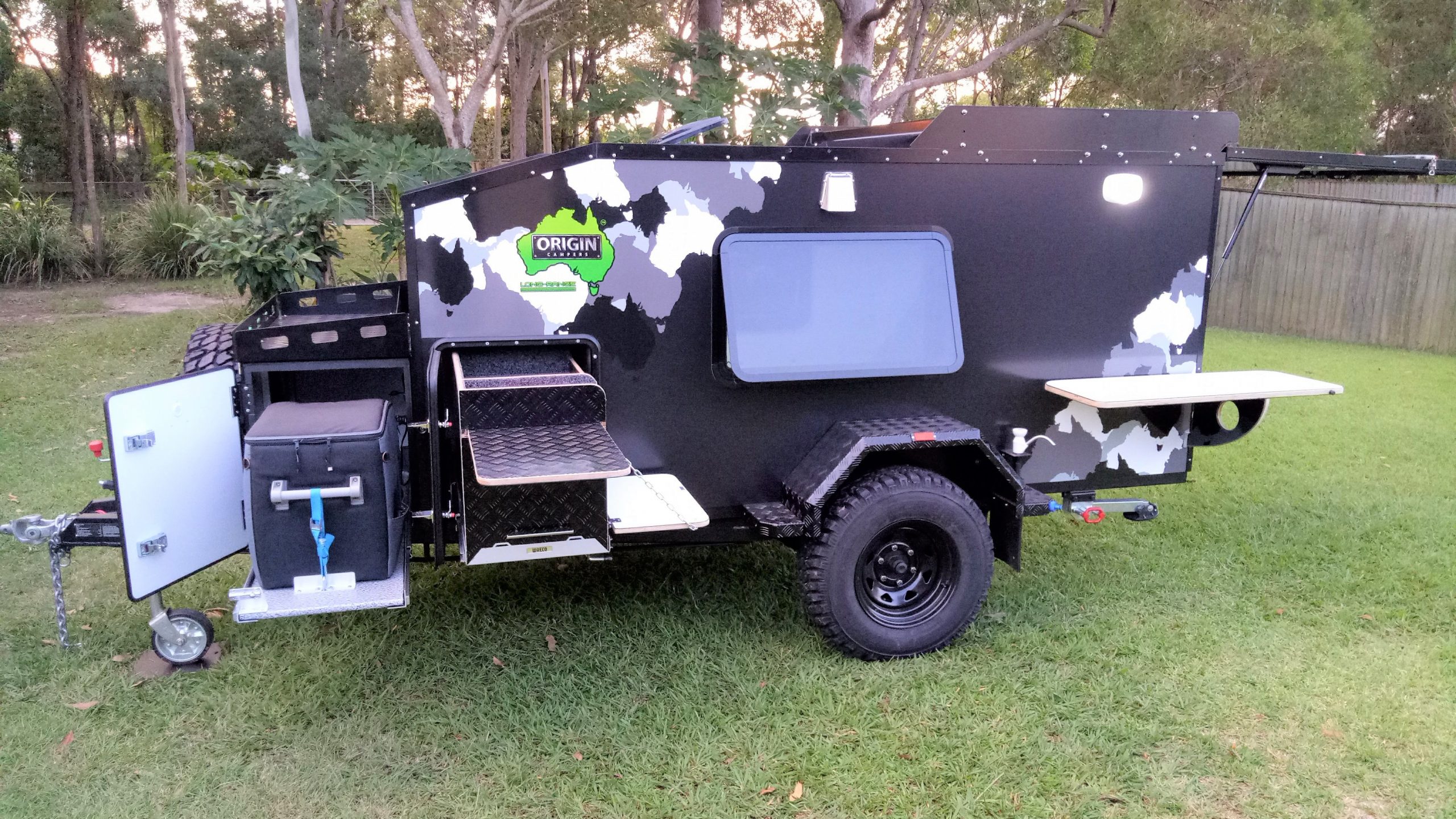 Long-Range V1 Camper Trailer Hybrid teardrop squaredrop pod style